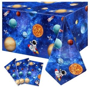 3~Space Tablecloth Outer Space Themed Birthday Party Supplies Decorations First